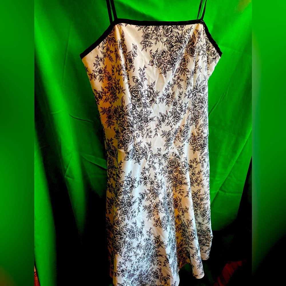 DRESS BARN Black & White Floral Dress with Crinoline Size 8